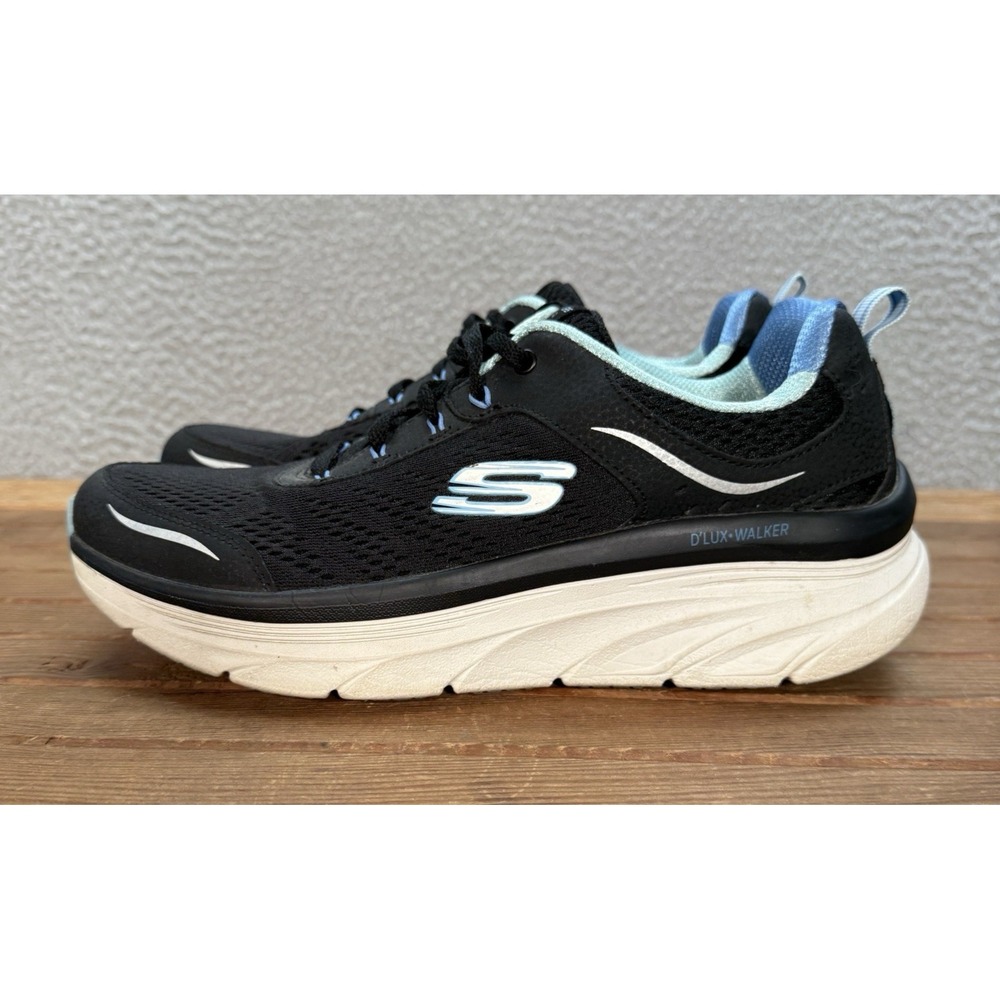 Skechers Shoes Womens 10 Black Blue D'Lux Walker‎ Infinite Motion Relaxed Fit